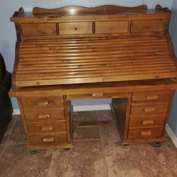 Antique Rolltop Solid Wood Desk