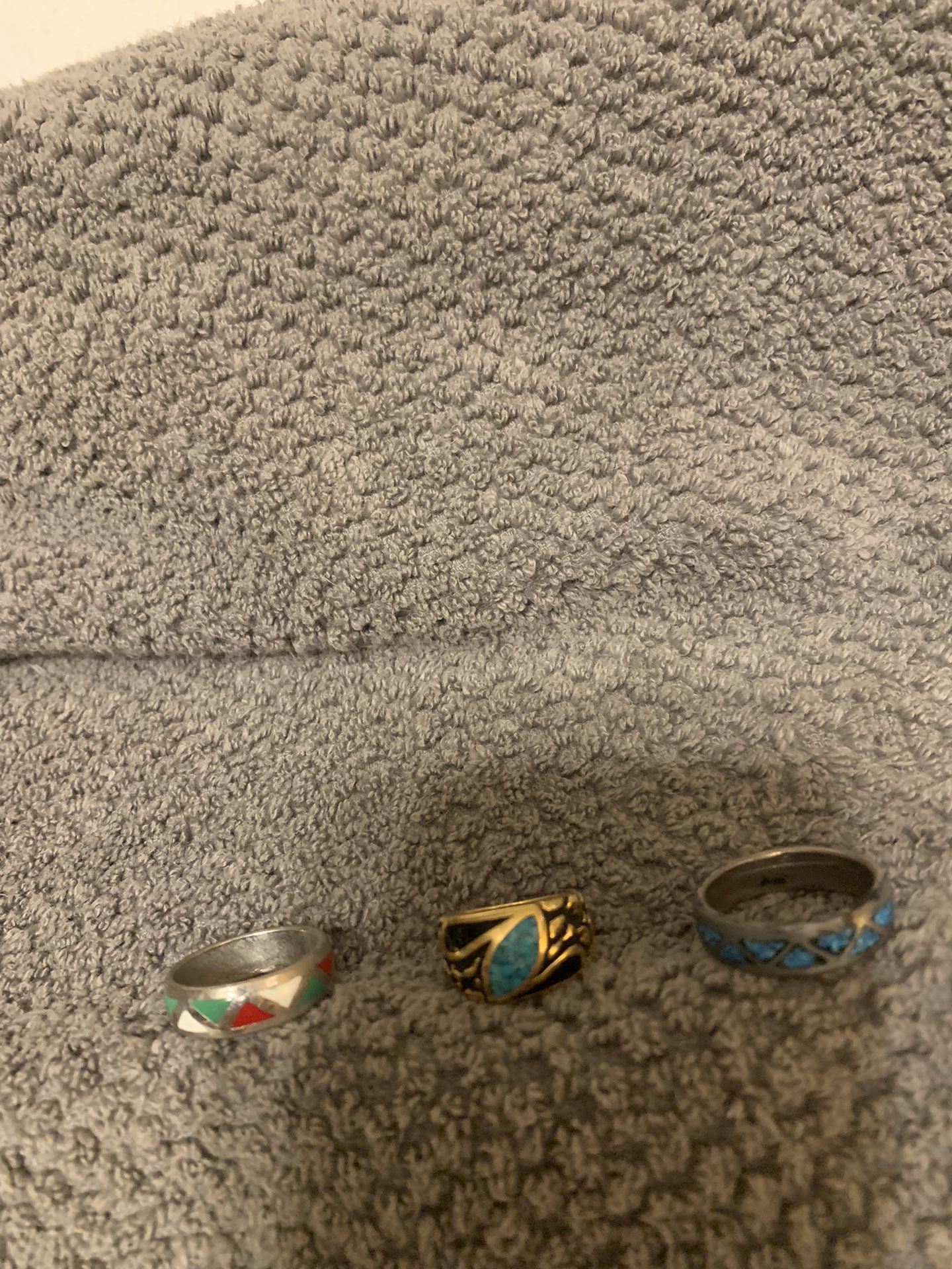 3 Rings W/ Turquoise Colored Stones 