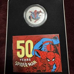 2013 Silver Coin 50 Years Of Spider-Man COA Signed By Stan Lee