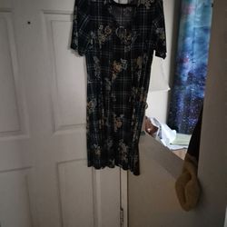 Blue Dress With Raised Flower Design