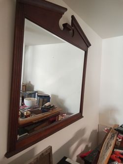 Large Wood Framed Wall Mirror