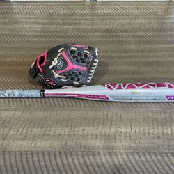 Softball Glove And Softball Bat