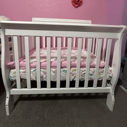 White, Mini Crib And Mattress
