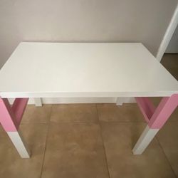 Modern White Desk with Pink Accent Legs