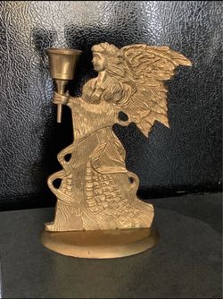 Brass Angel Candle Holder Figurine