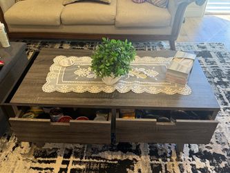 Gray Wood Coffee Table with Storage Drawers -Negotiable