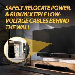 DATA COMM 45-8021-1S In Wall Connected Media Box - Recessed TV Outlet Box with Built-In Duplex Surge Protector Receptacle, High-Speed Connectivity Hub