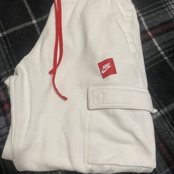 White And Red Nike Sweats 