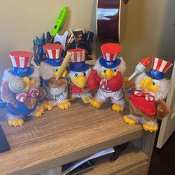 Vintage 1980s Applause Sam the Olympic Eagle Dolls Set