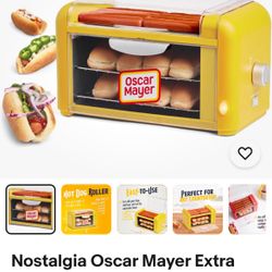 Nostalgia Oscar Mayer Extra Large Countertop 8 Hot Dog Roller Compact, Yellow 