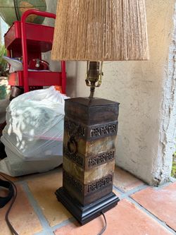 Asian-Style Table Lamp with Woven Shade