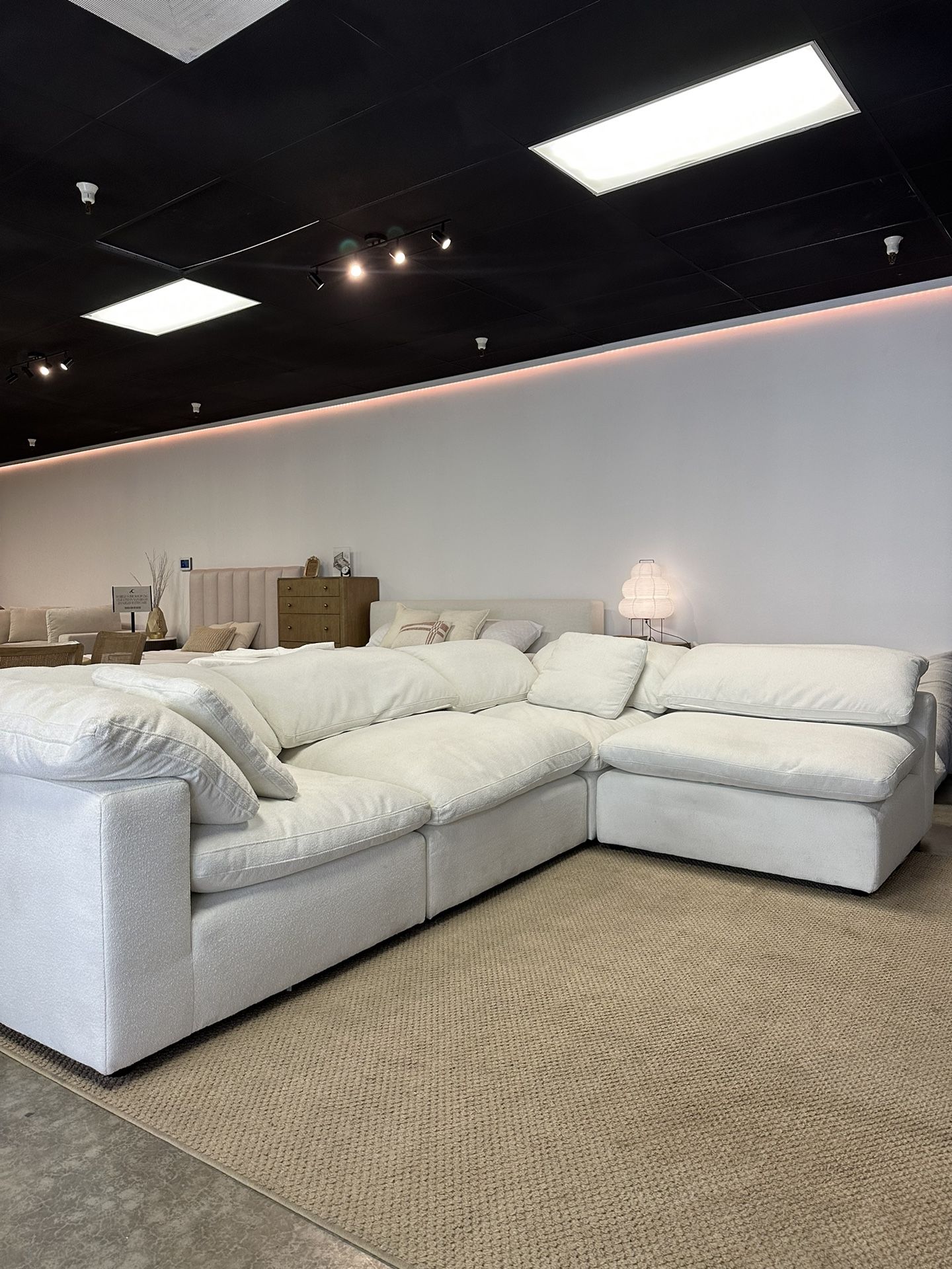 RH Style White Cloud Sofa Chaise Sectional With Performance Fabric — FREE Delivery