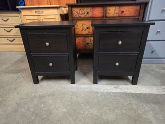 Set of 2 Modern Black Nightstands