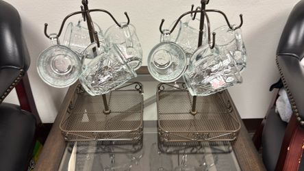 Tazas de cristal y portador $120 cada set