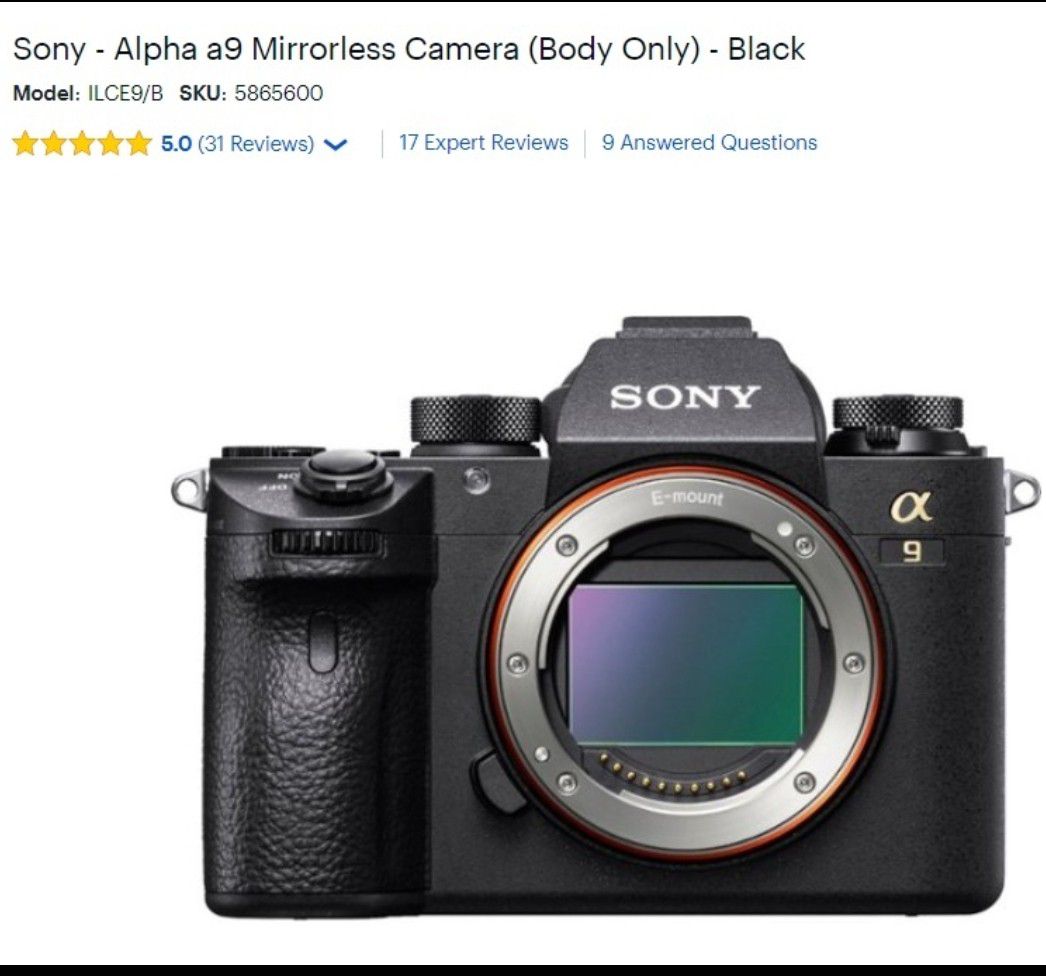 Sony - Alpha a9 Mirrorless Camera (Body Only) - Black Model:ILCE9/B