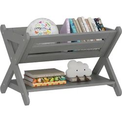 UTEX Kids Bookshelf with Caddy, Toddler Bookshelf, Book Storage Organizer, Small Book Shelf for Kids Rooms, Nursery, Playroom, White