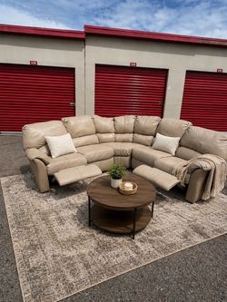 Beige Reclining Sectional Sofa – $399-Delivery Availabke