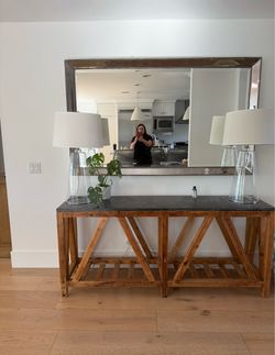 Wood Console Table with Stone Top