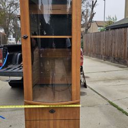 Midcentury Modern Style Bowfront Display Cabinet W Light