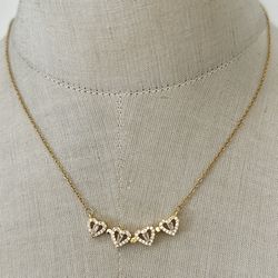 Gold Plated  Heart Crystal Necklace