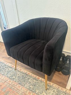 2  black velvet chairs