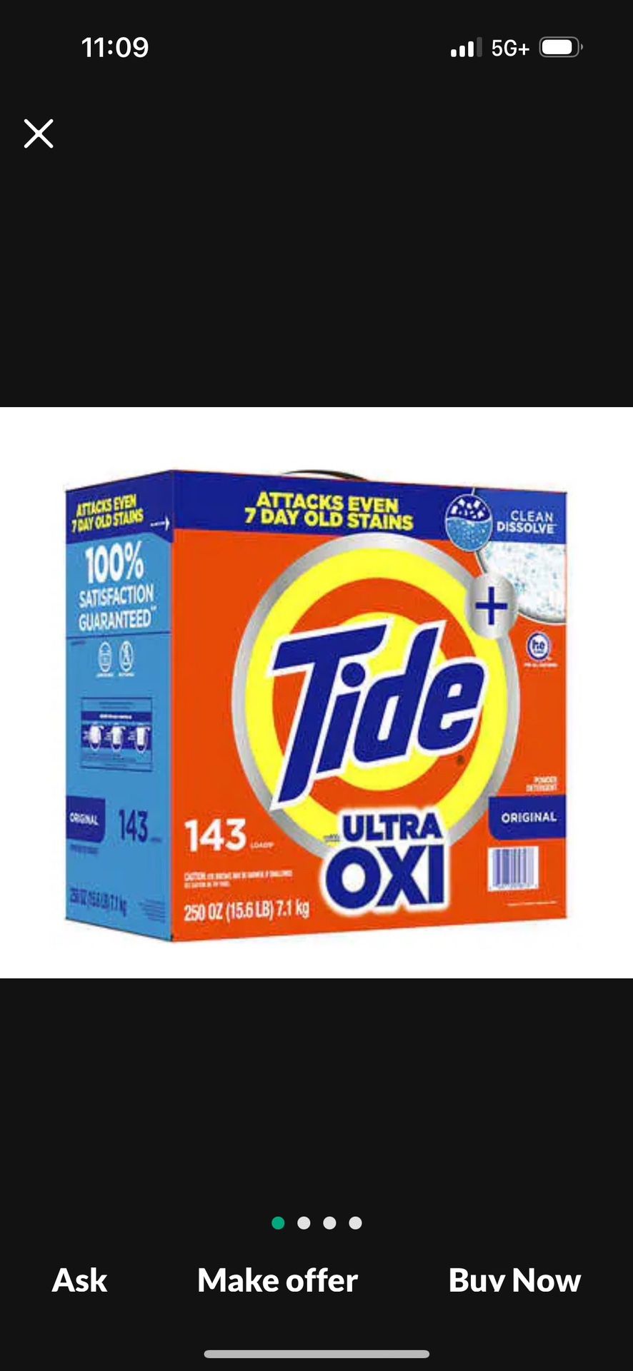 Tide Ultra Oxi Detergent 250 Oz