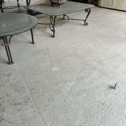 Two Cocktail Glass Top Tables