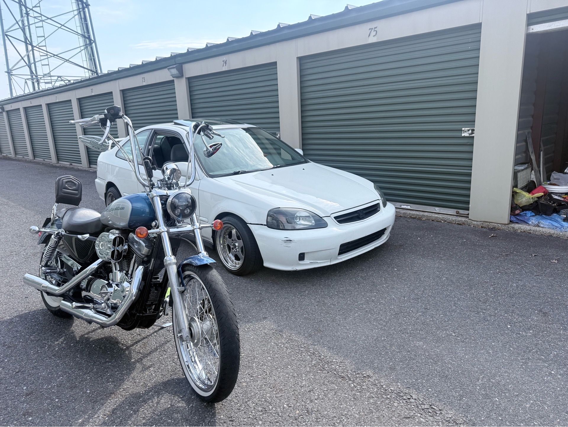 Honda civic and Harley