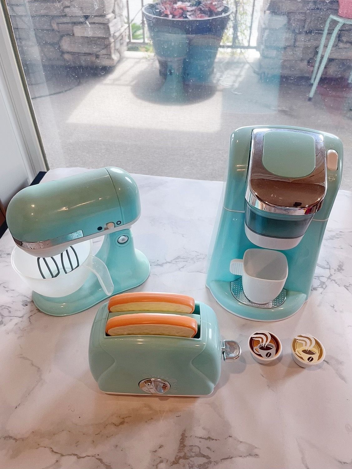 Children’s Pretend Toaster, Coffee Machine, and Mixer Toys for Pretend Kitchens and Play