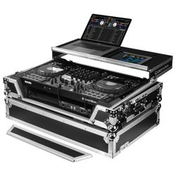 Odyssey FZGSFLX10W1M 1U Flight Case with Glide Style Laptop Platform and Wheels for Pioneer DDJ-FLX10