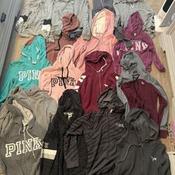 Set Of 16 Pink Brand Hoodies, Size L