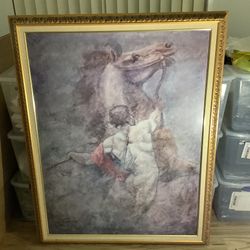52H"x41H": SPIRIT I by JOHN PARRISH - HORSE MARE - OVERSIZED GLASS and FRAME