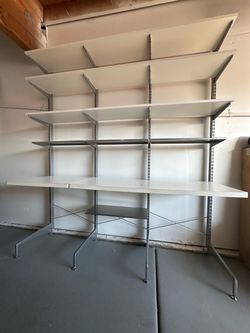 Elfa Freestanding Modular Shelving & Workbench System – Up to 8’ Wide
