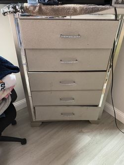 Full Size Bedroom With Led Light Head Board And matching 5 Drawers Stand