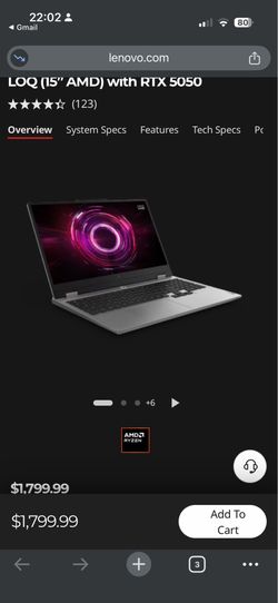 Lenovo LOQ 15" AMD gaming laptop *charger included