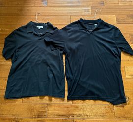 2 mens black collared tops size large