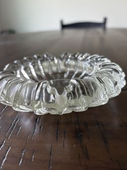 Vintage Blenko Clear Glass Ashtray 5” Sunburst Mid Century Modern MCM