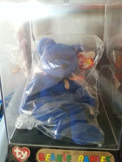 Dark blue beanie baby bear