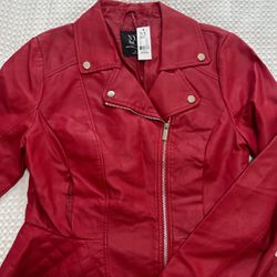 Red Leather Jacket NY & Co