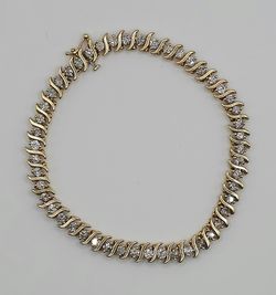 Vintage Natural 50 Diamond Gold Tennis Bracelet
