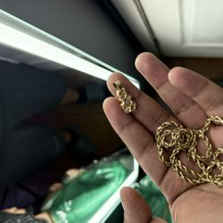 14k Gold Rope Chain And Nugget