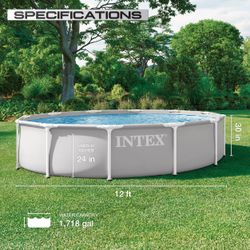 INTEX 26711EP 12Ft X 30In Prism Frame Premium Above Ground Swimming Pool Set with Filter Pump