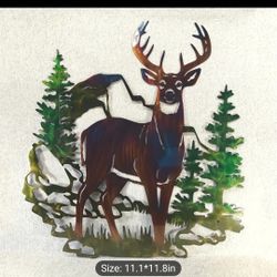 Metal Deer in Woods Sign (Size 2nd Picture)