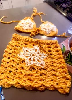 Crochet Top And Skirt Hand made Set $75 Top $40
