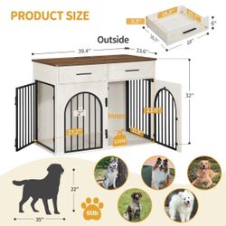 New Dog Crate Furniture with 2 Drawers and Power Strip