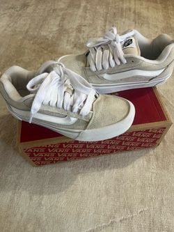 VANS Knu Skool Men’s Suede Lace-Up Sneakers Beige/White Gum Sole US 8W/6.5M