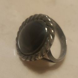 1970's  Ring Vintage  Agate Ring Size 7 Large Silver Agate Ring Southwestern Ring Gift For Her
