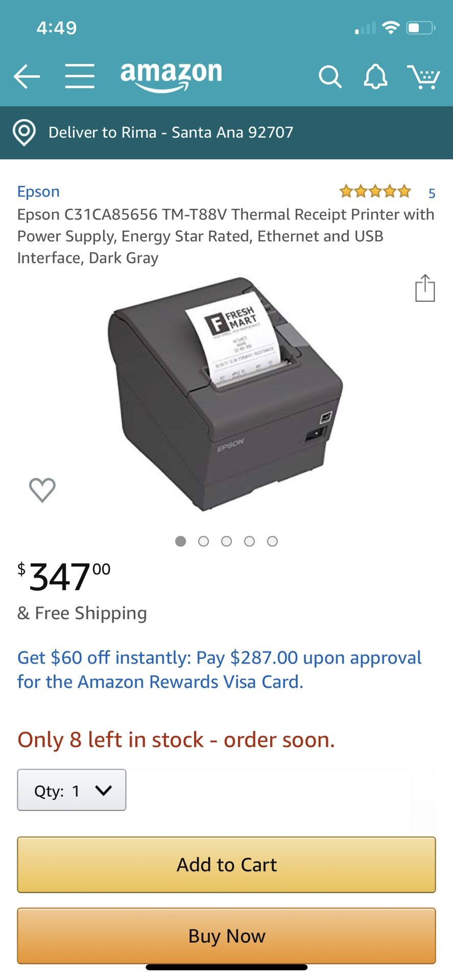 Thermal receipt printer