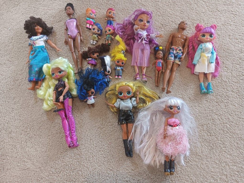 >25 Barbie, LOL, & LMG Dolls w/LOL Clubhouse and Accessories