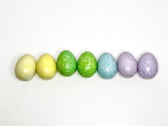 Vintage Dye Speckled Wooden Easter Egg Decor Set of 7